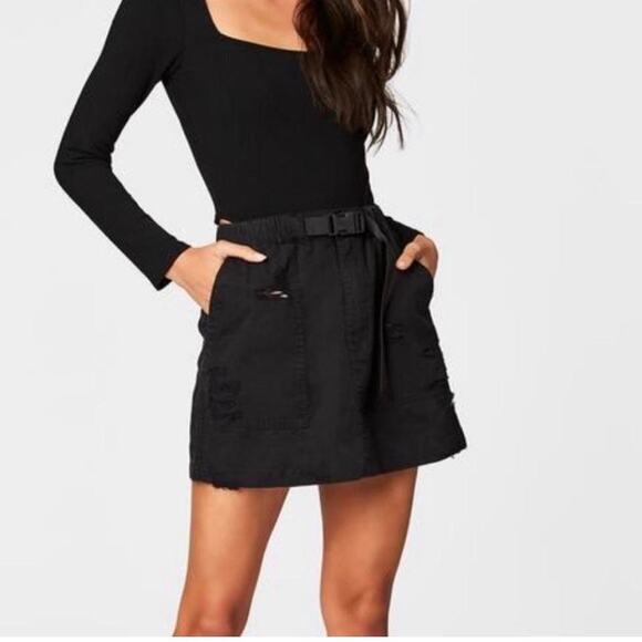 Carmar Black Distressed Belted Utility Mini Skirt UK 12 / US 8 A Line - Picture 8 of 8